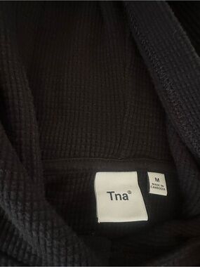 TNA Men's Black Waffle Knit Turtleneck Sweater